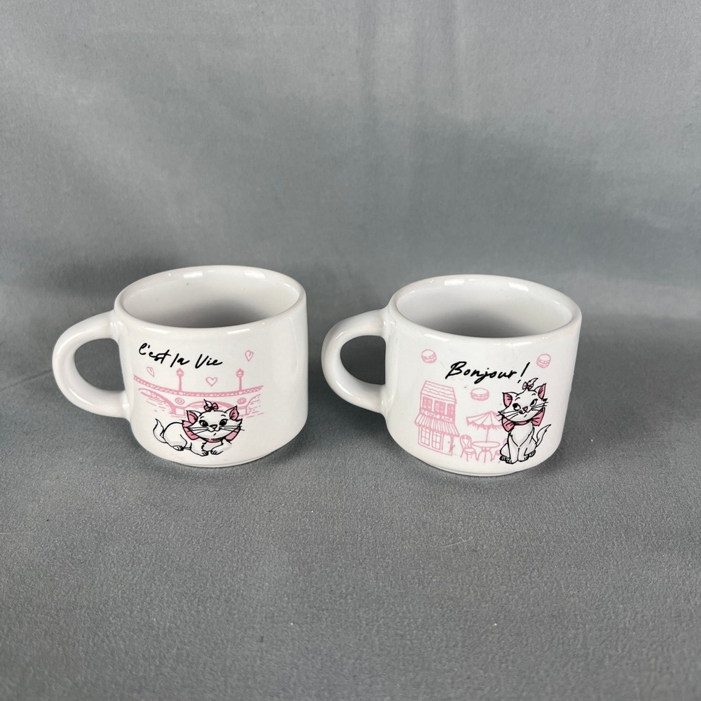 Silver Buffalo Disney Aristocats Marie Bonjour C'est la Vie Espresso Mug Set 2